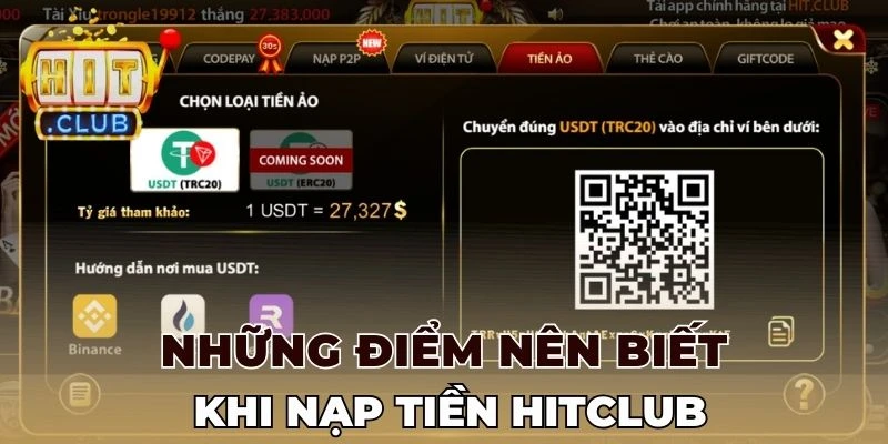 Những điểm nên biết khi nạp tiền Hitclub