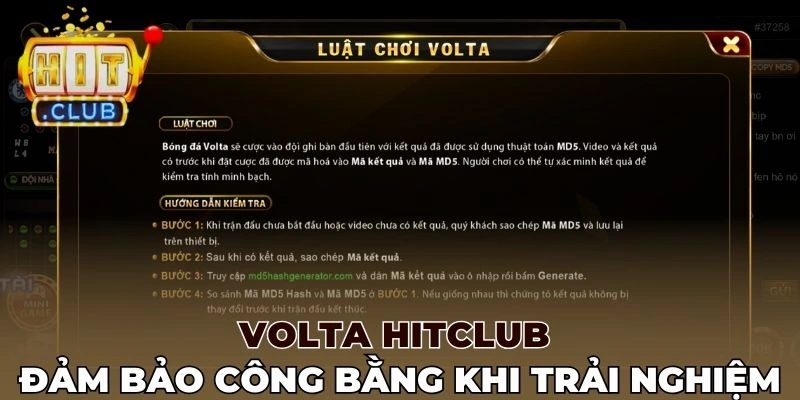 Volta Hitclub áp dụng công nghệ MD5